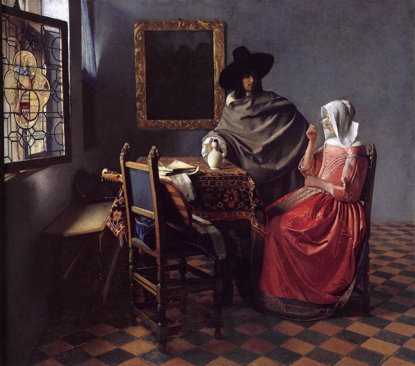 A Lady Drinking And A Gentleman by Johannes Vermeer